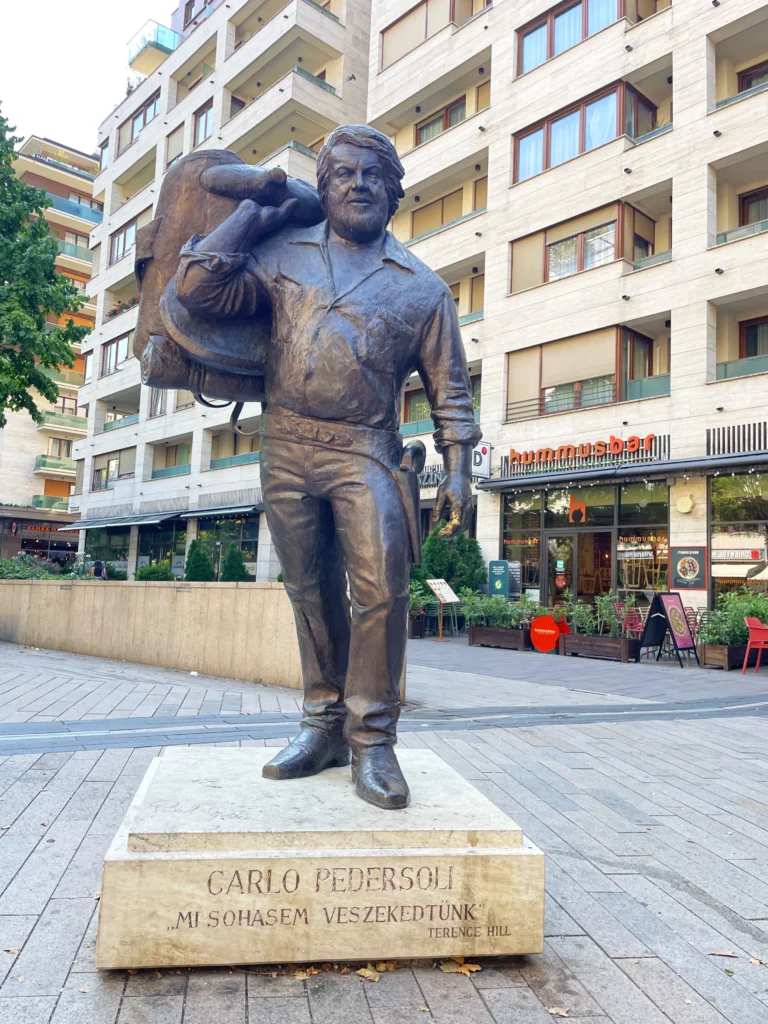 The bronze statue of actor Bud Spencer in Budapest's Corvin area